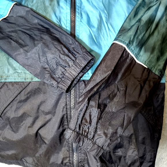 Columbia Tie dye Rain Jacket, Women, Pockets, hood, ZipUp, Black/ Blue, L - Picture 10 of 14